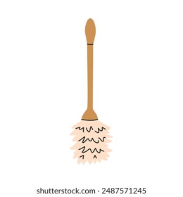 Illustration of feather duster. Eco-friendly cleaning products. Organic natural ecological cleaners, pipidaster. Green housework stuff, clean home supplies. Flat graphic vector illustration isolated