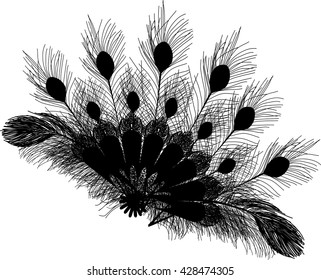 Illustration With Feather Fan Isolated On White Background