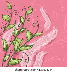 Illustration of Feathers and Leaves for Virgo Horoscope Design