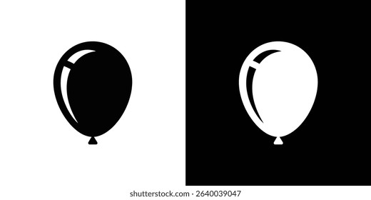 An illustration features a black balloon on a white background side-by-side with a white balloon on a black background, creating a visually striking contrasting image.