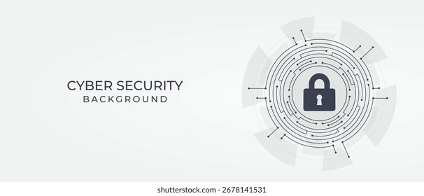 La ilustración presenta un icono de escudo central colocado sobre una cuadrícula de líneas interconectadas, que representa la ciberseguridad. El escudo se destaca sobre un fondo de gradiente suave