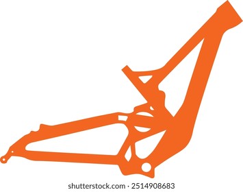 
The illustration features a fresh, sleek mountain bike frame in a vibrant orange color. The frame has a modern, angular design with sharp lines that give it a bold and energetic look.