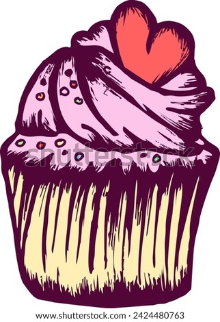 The illustration features a hand-drawn cupcake, showcasing its delectable details and charming design