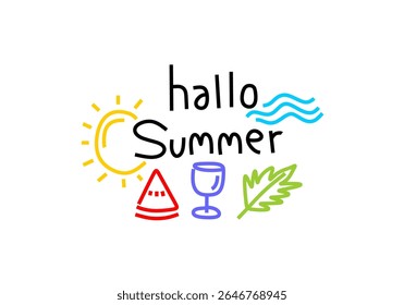  illustration features the phrase "Hallo Summer" in a playful