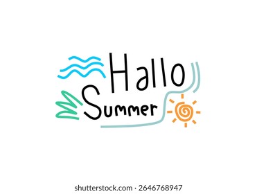  illustration features the phrase "Hallo Summer" in a playful