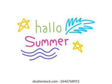  illustration features the phrase "Hallo Summer" in a playful