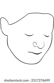 Illustration of features of a woman's face with closed eyes.