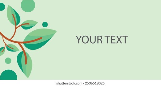 Illustration featuring an abstract design of green leaves with space for text on a light background, ideal for eco-themed content. Environmental background