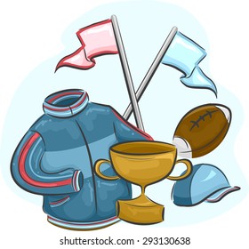 Illustration Featuring Assorted Sports Memorabilia