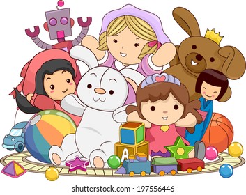 Illustration Featuring an Assortment of Children's Toys