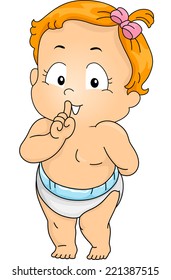 Illustration Featuring a Baby Doing a Shushing Gesture