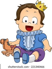 Illustration Featuring a Baby Dressed as a Prince