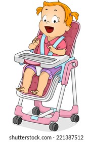 Illustration Featuring a Baby Girl Sitting on a High Chair