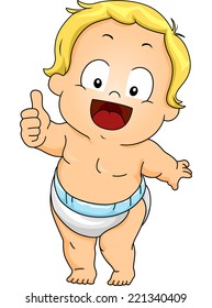 Illustration Featuring a Baby Giving a Thumbs Up