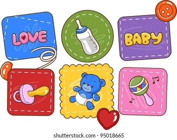 Illustration Featuring Baby Related Items