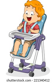 Illustration Featuring a Baby Sitting on a High Chair