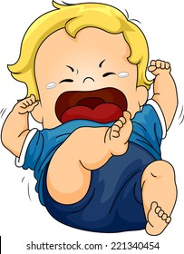 Illustration Featuring A Baby Throwing A Tantrum