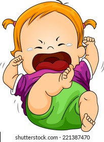 Illustration Featuring a Baby Throwing a Tantrum