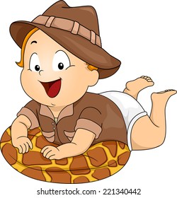 Illustration Featuring a Baby Wearing a Safari Costume 