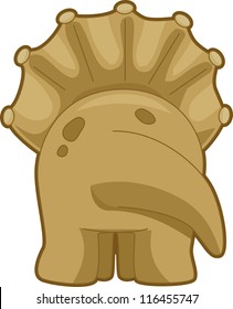 Illustration Featuring the Back View of a Cute Triceratops