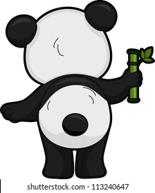 Illustration Featuring the Back View of a Giant Panda