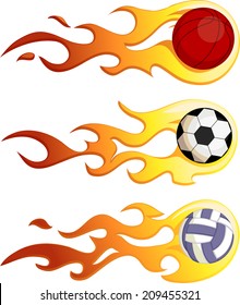 Illustration Featuring Balls Covered in Flames