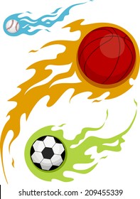 Illustration Featuring Balls Covered in Flames