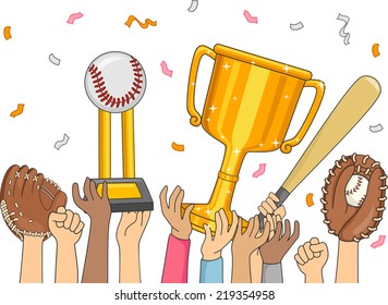 Illustration Featuring a Baseball Team Celebrating Their Victory