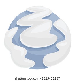 Illustration featuring a blue planet with abstract white shapes, symbolizing pollution and environmental damage