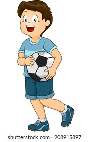 Illustration Featuring a Boy Dressed in a Soccer Uniform Carrying a Soccer Ball
