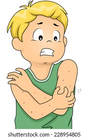 Illustration Featuring A Boy Itching All Over Due To An Allergic Reaction