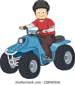 Illustration Featuring a Boy Riding an All Terrain Vehicle