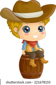 Illustration Featuring a Boy Wearing a Cowboy Costume