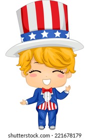 Illustration Featuring a Boy Wearing a Fourth of July Inspired Costume