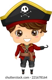 Illustration Featuring a Boy Wearing a Pirate Costume