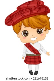 Illustration Featuring a Boy Wearing a Scottish Costume