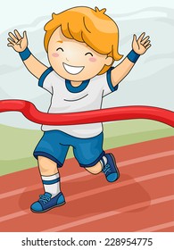 Illustration Featuring a Boy Winning a Race