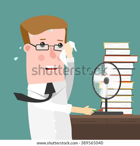 Illustration Featuring a businessman Sweating Profusely in His Office