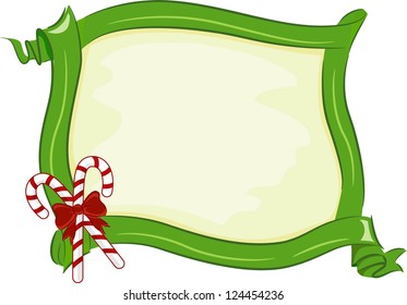 Illustration Featuring Candy Canes Against a Yellow and Green Background