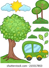 Illustration Featuring a Car Runnin on Biofuel