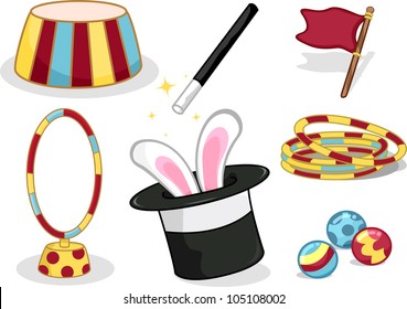 Illustration Featuring Circus Related Items