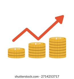An illustration featuring a coin symbolizing points alongside an upward-pointing arrow.