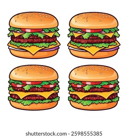 illustration featuring a collection of burger icon