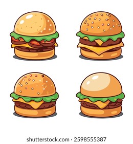 illustration featuring a collection of burger icon
