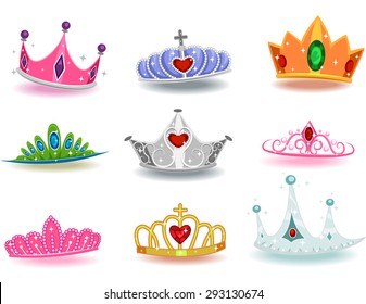 Illustration Featuring a Collection of Crowns with Different Designs