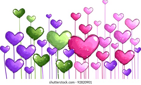 Illustration Featuring Colorful Hearts