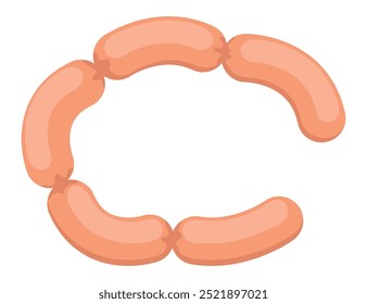 Una ilustración con salchichas conectadas dispuestas en una formación circular para un atractivo estético