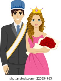 Illustration Featuring a Couple Chosen as the Homecoming King and Queen