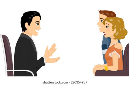 Illustration Featuring a Couple Getting Counseling Together