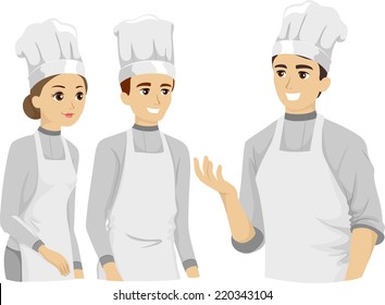 Illustration Featuring Culinary Arts Students Listening to Their Instructor